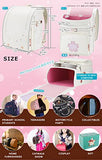 IwaiLoft Ransel Randoseru Backpack Automatic Satchel Japanese School Bag Cherry Blossom Sakura Embroidery PU Bookbag for Girls (White)