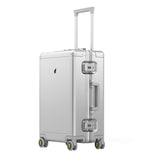 LEVEL8 Gibraltar Carry on Luggage, 20 Inch Aluminum Zipperless Luggages Airline Approved, Hardside Suitcase with TSA Lock and Spinner Wheels, Silver