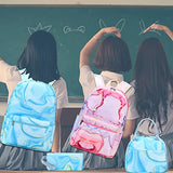 LOIDOU Backpack for Teen Girls Bookbags School Backpack with Lunch Box and Pencil Case 3 in 1 School Bags Set (Marble Blue)
