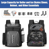 DSLEAF Roller Skate Bag with Large Capacity, Ice Skate Bag Backpack Holds Shoes Up to US Men Size 13, Figure Skate Bag with Multiple Pockets for Inline, Figure, Quad, Speed, Hockey Skating