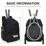 Goloni Tennis Backpack, Tennis Bag with Fence Hook & Ventilated Shoe Compartment, Holds 2 Tennis Rackets, Waterproof Sports Backpack for Men Women, Ideal for Tennis, Pickleball, Badminton