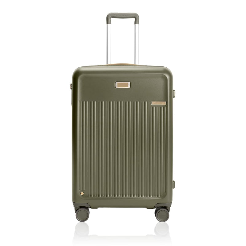 Briggs & Riley 27" Medium Expandable Spinner - Checked Luggage for Travel, Suitcases with Wheels, Hardside Rolling Bag for Men & Women, Self-Repairing Zipper - Sympatico Collection, Olive