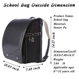 MilWorld randoseru black backpack ransel japanese school bags boys and girls automatic lock waterpoorf PU leather