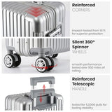VATILIN 20 Inch Aluminum Frame Hardside Carry On Luggage, Airline Approved Zipperless Lightweight Suitcase with Spinner Wheels & TSA Lock for International Travel & Business, Silver