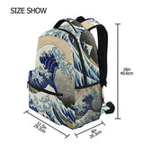 WIHVE School Backpack Great Wave Kanagawa Bookbag Travel