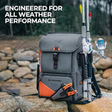 KastKing All Weather Fishing Tackle Backpack with Removable Rod Holders,Waterproof ArmorShield Fabric Fishing Bag Storage Fishing Gear