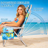 Kamglide 2 Pack Aluminum Backpack Beach Chairs for Adults, 5-Position Lay Flat Folding Camping Chairs with Cooler Bag, Cup & Phone Holder, Towel Bar, Lightweight Portable Outdoor Chairs,Tropical Print