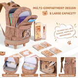 Similove Capybara Theme Rolling Backpack with Lunch Bag & Pencil Case, Kids Rolling Backpack for Girls, Wheeled School Bookbag with Telescoping Handle for Kindergarten Elementary Middle High School