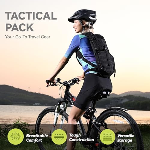 MARCHWAY Tactical Molle Hydration Pack Backpack with 3L TPU Water Bladder, Military Daypack for Cycling, Hiking, Running, Climbing, Hunting, Biking (Black)