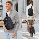 WITZMAN Sling Bag for Men Large Travel Crossbody Bag with USB Charging Port