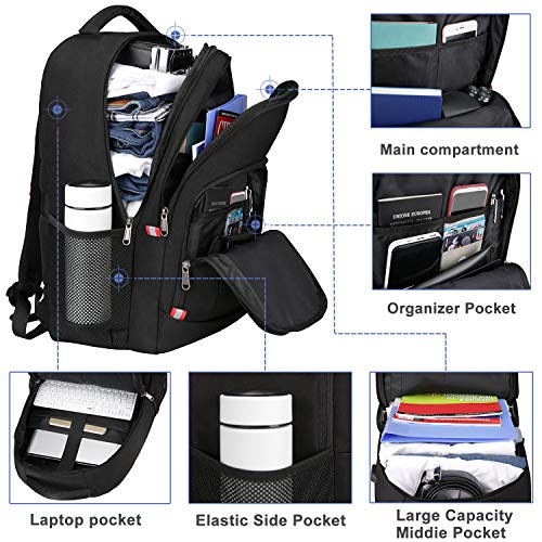 Della Gao Laptop Backpack for Men, Large Anti-Theft Business Travel Backpack with USB Charging Port, Water Resistant College Computer Bag for Men/Women for 17 Inch Laptop and Notebook