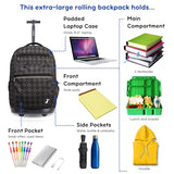J World Sundance Laptop Rolling Backpack for Girls Boys. Roller Bookbag with Wheels, 20 Inch, Argyle Black