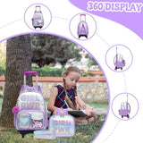 Meetbelify Rolling Backpack for Girls Backpack with Wheels for Elementary Student Kids School Bag with Lunch Box Pencil Case for Girls Ages 6-8 Years Old