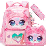 Meetbelify Backpack for Girls Backpacks with Lunch Box Pencil Case for Elementary Student Kids School Travel Bag for Girls Ages 6-8 Years Old Pink