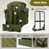 AUMENTAR 50L Military Alice Pack Army Survival Combat ALICE Rucksack Backpack for Men & Women for Camping, Hiking, Emergency Army Green