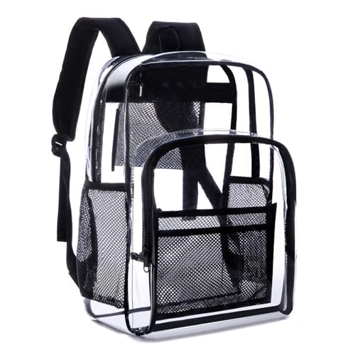 LERASO Transparent Backpack With Thickened Pvc Material, Perspective Design, Large Capacity Multi Pocket Backpack, Suitable For Concerts, Work, Travel, Festivals, Daily Commuting (Black)