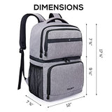 TOURIT Backpack Cooler with Double Decks, Insulated Cooling Bag for Lunch,Waterproof Lightweight for Men to Camping, Picnic, Hiking, Beach Park, Light Grey