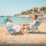 ARURU Beach Chairs for Adults 2 Pack, Portable Folding Backpack Beach Chair Heavy Duty 5-Position Lay Flat with Cooler Bag, Cup Holder for Outdoor/Lawn/Picnic/Camping