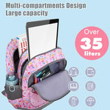 Tilami Rolling Backpack for Kids 18 Inch Wheeled Bookbag for Boys & Girls for School & Travel,Pink Girl
