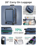 BAGSMART 20" Expandable Top-Opening Carry-On, Double Spinner, TSA, Blue