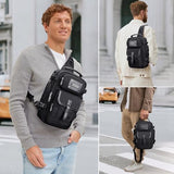 WITZMAN Sling Bag for Men Casual Crossbody Bag Fits 9.7 Inch Ipad
