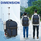 MATEIN Rolling Backpack with Wheels, Roller Backpack for Men Women, Blue