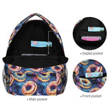 YMGQYJ Kids Travel Backpack Watercolor Donut Print for Boys Girls, Large Capacity Bookbag for Elementary High School Students M