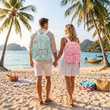Pepailug Mesh Backpacks for School, Heavy Duty Breathable See Through Bookbag for Women Girls Boys Kids, Large Capacity Mesh bag for Beach Swimming Gym Work Travel- Floral Matcha Green