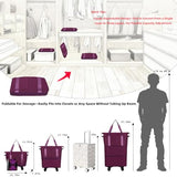 NiceUU Travel Rolling Duffel Bag with Removable Wheels, Expandable Foldable Carry-on Luggage for Trip or Hospitalization, Burgundy Backpack