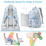 shiprabags Corduroy Backpack for Teen Girls, Aesthetic Cute Blue Bow School Backpack with Multi-Pocket, Lightweight Bookbag Fits 15.6 Inch Laptop, Large Capacity Casual Daypack for School Travel