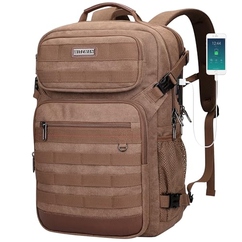 WITZMAN Canvas Travel Backpack for Men Multiple Pockets