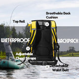 GVANCA Waterproof Dry Bag Backpack for Kayaking, Roll Top Kayak Dry Backpack, Floating Outdoor Dry Sack Boating Sailing Canoeing Rafting Fishing Camping 35L Yellow