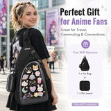 PainPop Oxford Ita Bag Crossbody Sling Bag with Insert Board, Kawaii Pin Display Chest Pack, Single Shoulder Sport Backpack Hiking Daypack for Enamel Pins and Daily Use