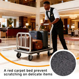 Hotel Luggage Cart - Heavy Duty Bellman Trolley with Bumper Guard, Stainless Steel Hotel Trolley with Black Carpet & 6" Rubber Silent Wheels for Resorts (42" L x 26" W x 38" H)