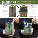MAXPEDITION Platy Pocket Organizer, Durable EDC Tool Pouch for Men, Neck Wallet with Paracord Lanyard, Holds Flashlight, Multitool, Pen, Notebook (OD Green, 4" x 6")