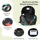 BrainyBees Kids Backpack for Boys Kindergarten - 15 Inch Sturdy School Bookbag Fits Folder, Dinosaur Backpack for Kids 4-7 with Leakproof Insulated Pocket for Lunch and Snacks, Black
