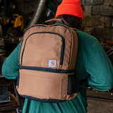 Carhartt Insulated 24 Can Two Compartment Cooler Backpack, Fully-Insulated Base, Durable Water-Resistant for Camping, Beach & Travel, Carhartt Brown