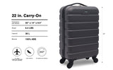Wrangler 22" Hardside Spinner Carry-On Luggage, Charcoal