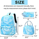 LOIDOU Backpack for Teen Girls Bookbags School Backpack with Lunch Box and Pencil Case 3 in 1 School Bags Set (Marble Blue)