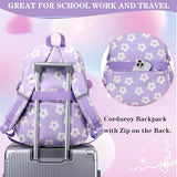 Dafelile Girls Backpack Cute Kawaii Ita Backpacks Aesthetic Bookbag with Furball Pendant Pin Display Insert School Bag for Teen Girls,Corduroy Purple Flower