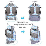 Tilami Rolling Backpack 19 inch with Lunchbox Wheeled Laptop Backpack, Turtle Blue
