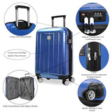 World Traveler Contour 28-Inch Polycarbonate Hardside Expandable Spinner Checked Luggage with TSA Lock - Blue