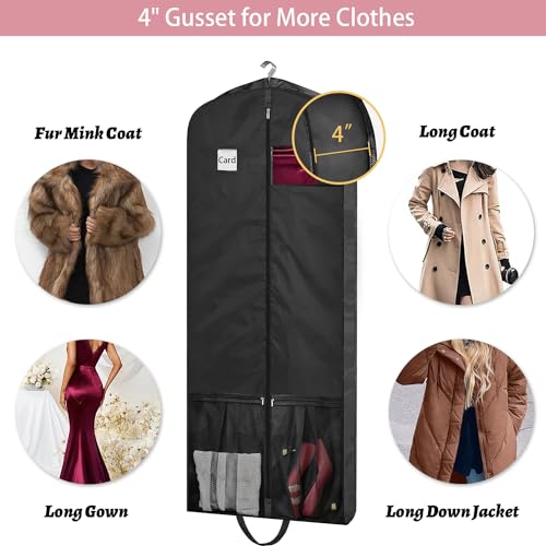 BH7STAR Dress Bags for Gowns Long, 65" Dress Garment Bags for Hanging Clothes, Dress Bags for Closet Storage and Traveling, Foldable Dress Cover