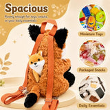 Tezituor 13 Inch Fox Plush Backpack, Stuffed Animal Backpack with 3 Baby Foxes, Cute Fox Plush Shoulder Bag with Adjustable Strap for Kids, Girls, Gifts