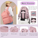 Bansusu 3Pcs Light Blue Kids Backpack for Teen Girls with Lunchbox, Blue Girls Backpack Multi-Pocket Casual School Bag, Blue