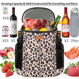 Backpack Cooler for Women, Soft Cooler Backpack with Cooler Compartment Insulated Waterproof Ice Pack Cooler Bag for Women Black Brown Pattern