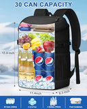 Pritent Cooler Backpack for Men Women Insulated Waterproof Backpack Coolers Leak Proof Cooler Bag Lightweight Lunch Backpack for Camping Beach Travel Picnic(Black,30 Cans)