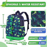 VASCHY Dinosaur Toddler Backpacks, Cute Water Resistant Little Boys Girls Backpack Chest Strap for Kindergarten,Rucksack Schoolbag Bookbag for Kids Green