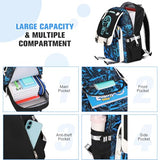 Bevalsa Backpack for Boys, Cool Luminous Boys Backpack with Sling Bag, Lunch Box & Pen Case, School Bags for Kids Children Teens Elementary Middle Schools, Bookbag Glow In The Dark (Blue)