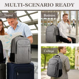 JARWAM 17" Travel Laptop Backpack, Airline Approved Computer Bag, Grey